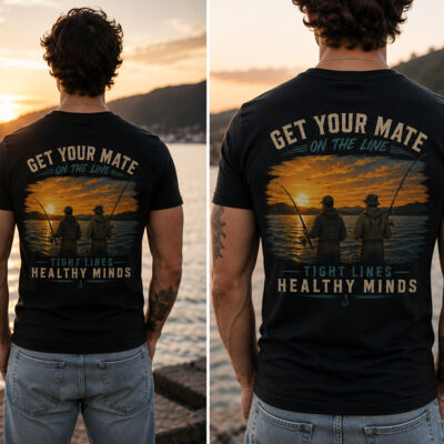 "Fishing With Mates" Men's Fitted Cotton Tee Thumbnail
